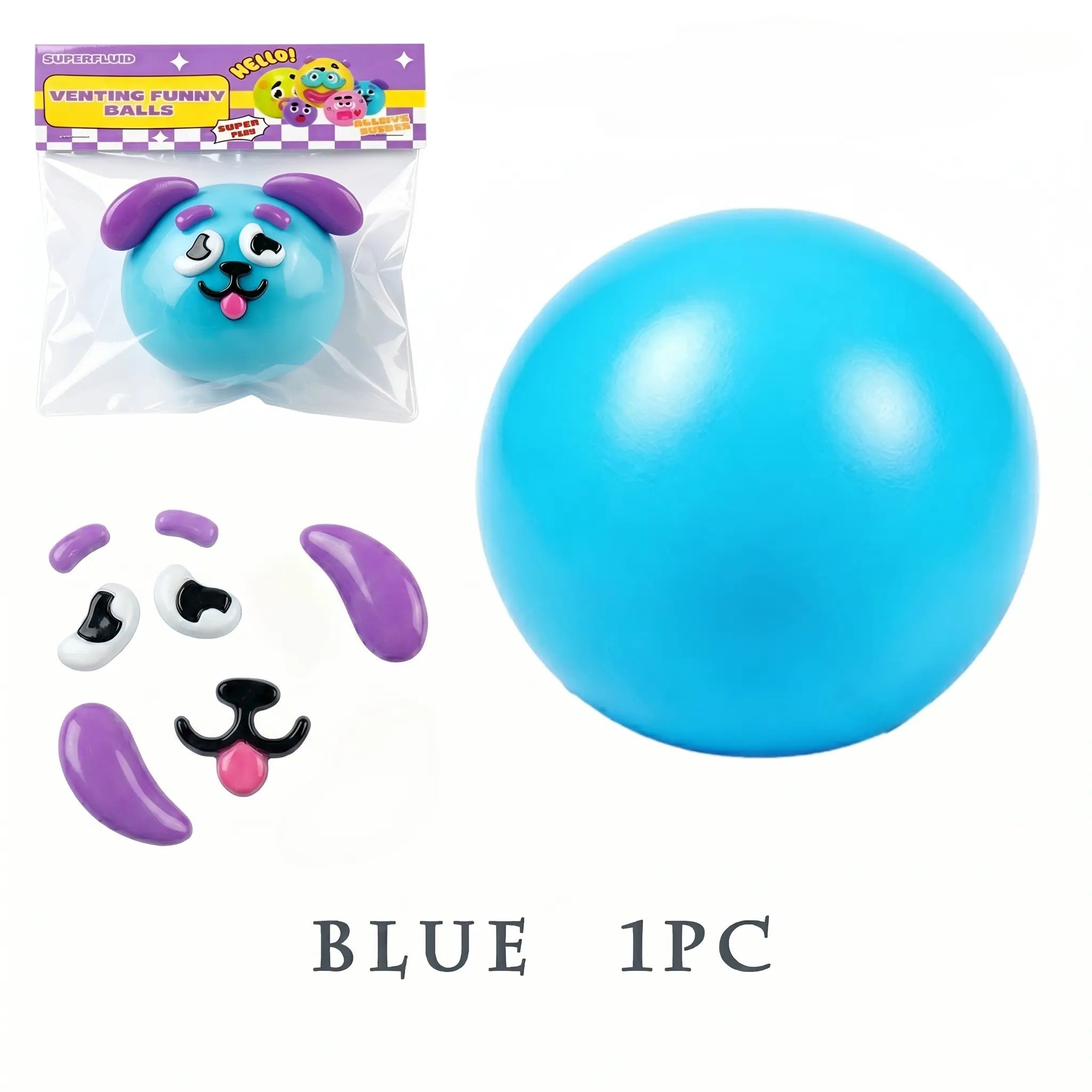 Ranbow Squishy Stress Balls - Curiosities Dog Face DIY Face Swap Squishy Soft Moldable Cute Relaxing Sensory Fidget Relief Anxiety Stress Fun Desk Accessory for Adults