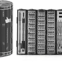 Precision Screwdriver Set Cylinder Organizing Case 128Pcs in 1 Case S2 Alloy Steel HRC 56 Hardness Bits Space-Saving Roll-Up Case Professional Toolset Magnetizing Bit Heads for Most Sizes (9906)